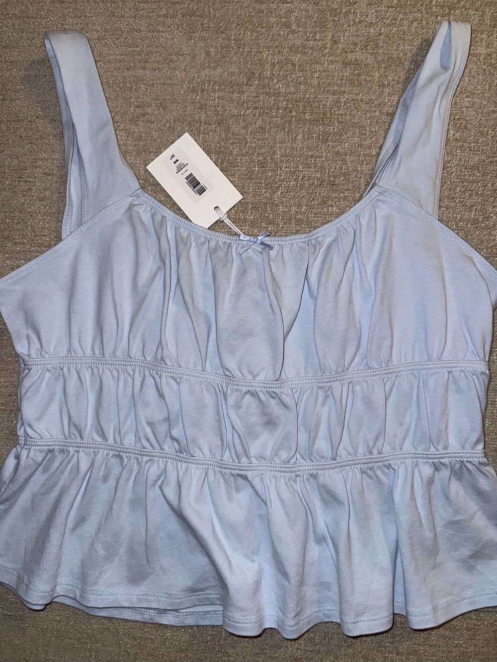 Aritzia Light Blue Gathered Peplum Tank Top